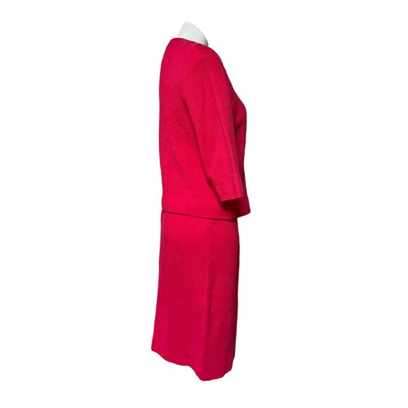 1960s Vintage Hot Pink Three Piece Wool Skirt Suit Semi-Formal Minimalist Jackie - Picture 3 of 10